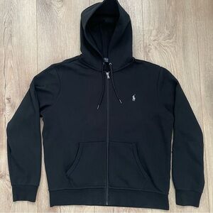 Polo Ralph Lauren Double-Knit Full-Zip Hoodie Sweatshirt Large Black